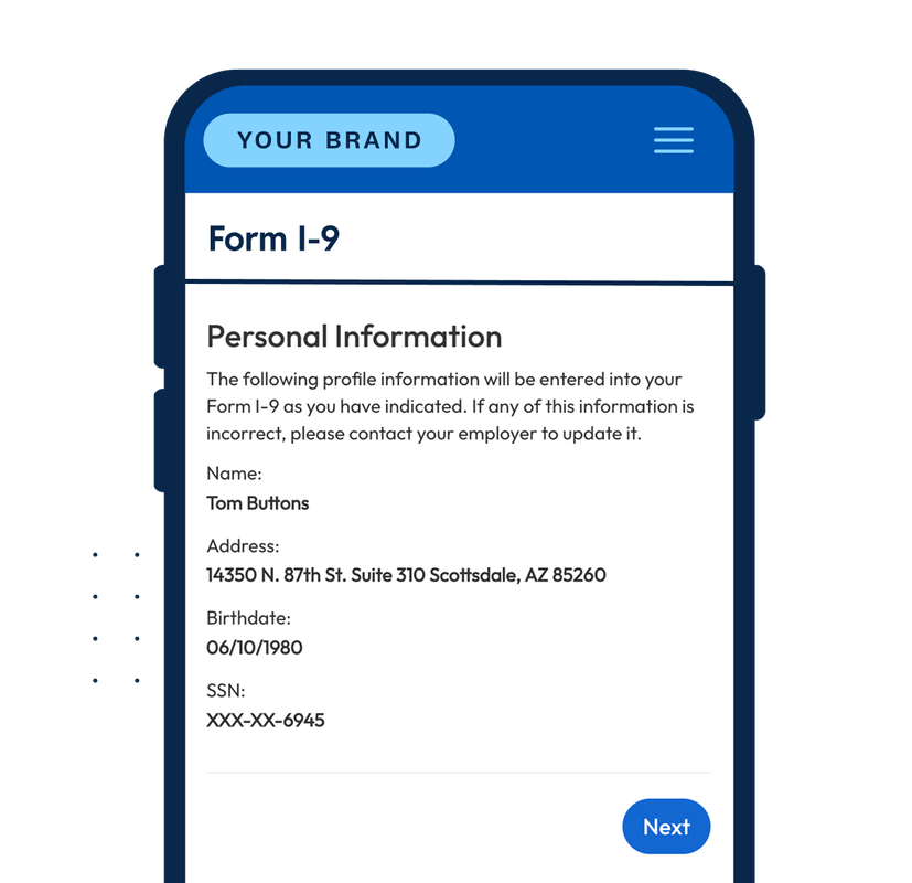 Employee is guided through Section 1 from any device.