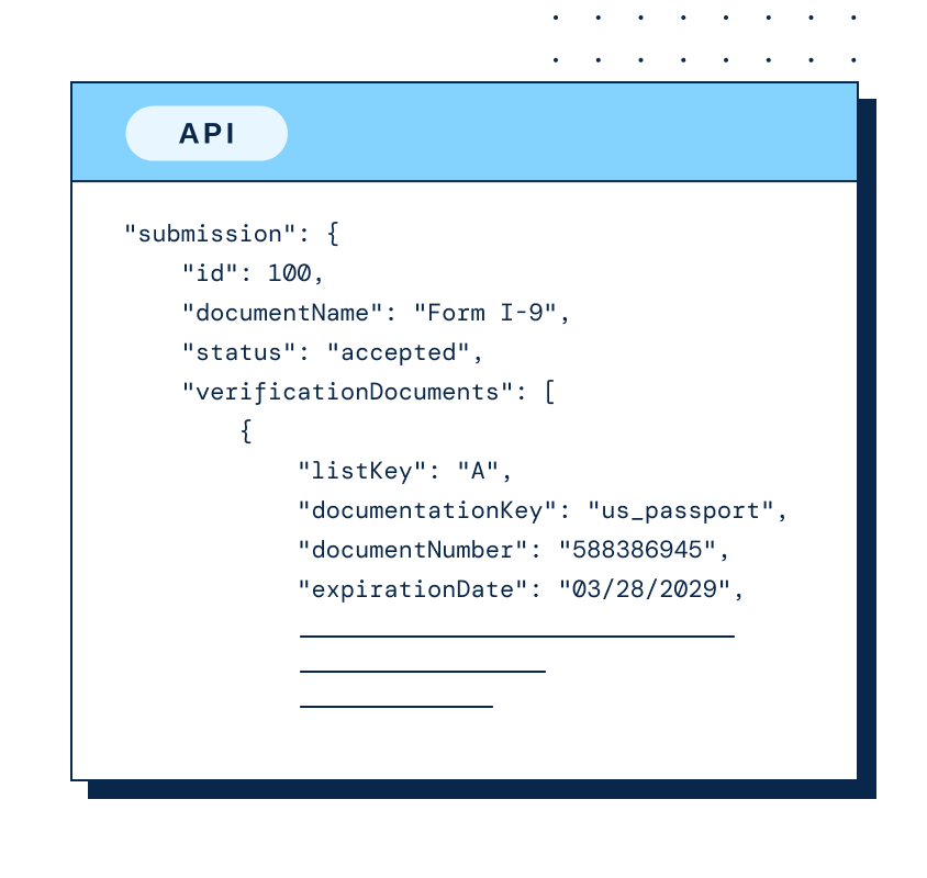 Form securely sent via API postback.