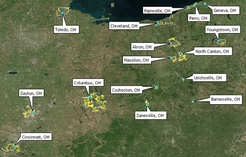 Map of Ohio Joint Economic Development Districts (JEDDs).